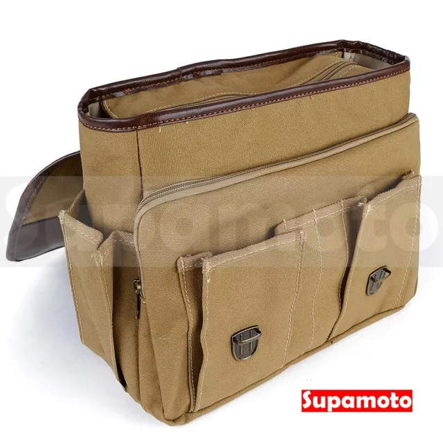 【Supamoto】機車馬鞍包―帆布皮革款 (皮革馬鞍袋/復古檔車改裝/側包/側箱/加掛包包)