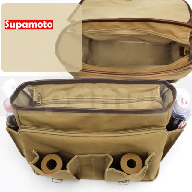 【Supamoto】機車馬鞍包―帆布皮革款 (皮革馬鞍袋/復古檔車改裝/側包/側箱/加掛包包)