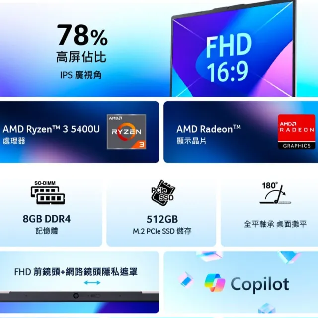 【Acer 宏碁】15.6吋R3輕薄文書筆電-冰川藍(Aspire Lite/AL15-46P-R90G/R3-5400U/8G/512G SSD/W11)