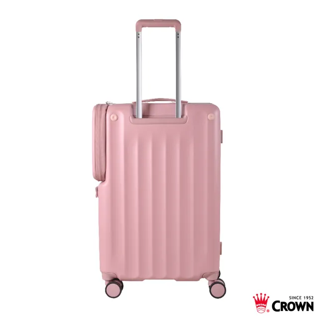 【CROWN 皇冠】WAVE 26吋 側袋磁吸行李箱 (前開式/拉桿箱/旅行箱/密碼鎖)