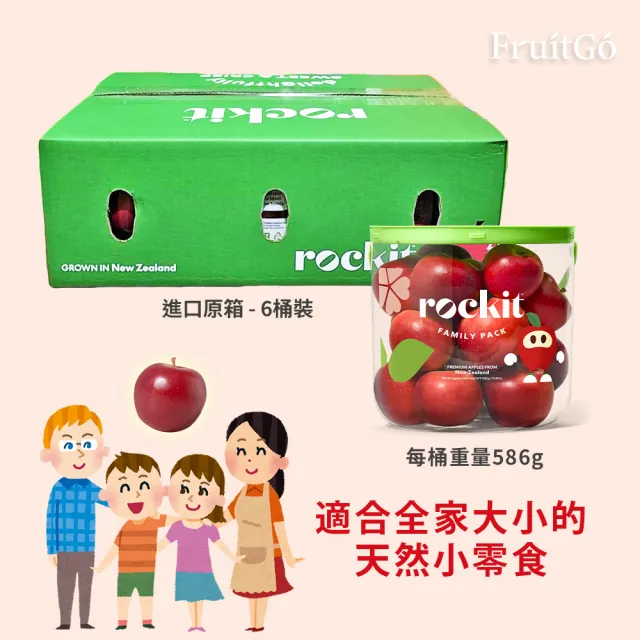 【FruitGo 馥果】紐西蘭 樂淇蘋果小家庭號分享桶/3桶/箱(每桶586g(約7-9粒)