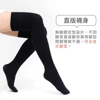 【VOLA 維菈】極黑30丹彈性防捲邊輕薄無腳跟耐勾 大腿襪 絲襪 黑襪 女襪(MIT台灣製 大腿襪)