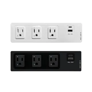 【FUNTE】電動升降桌專用｜ 桌用型延長線 - 3插USB+Type C 兩色可選