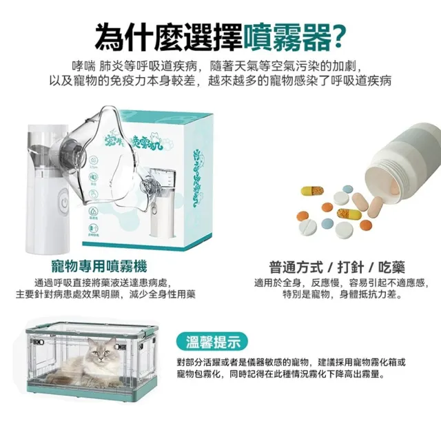 霧化機 寵物加濕器 寵物噴霧器 貓咪霧化器（電池款）(靜音降噪/貓狗通用/含配件)