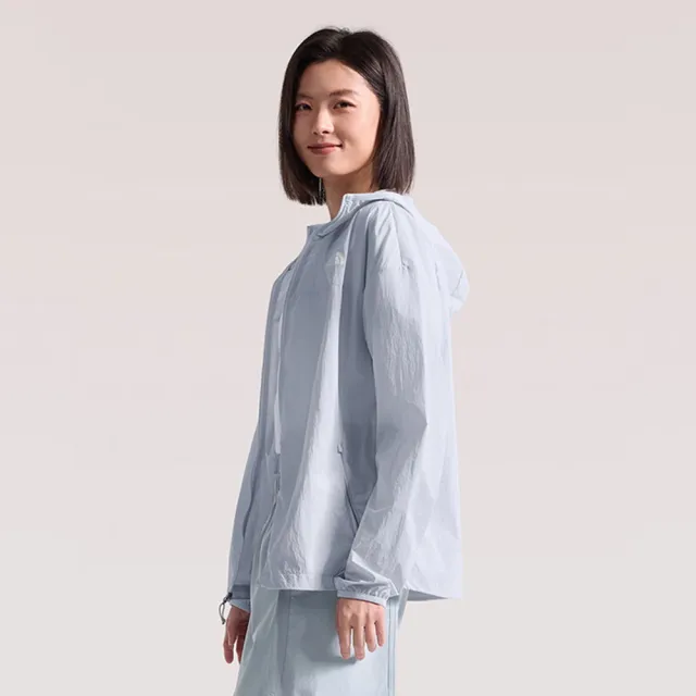 【The North Face】TNF 休閒 運動 DWR防潑水連帽外套 W UPF NYLON JACKET - AP 女 灰 (NF0A8JSW0TI)