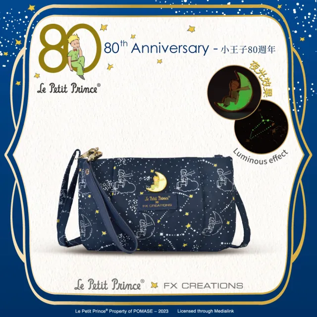 【FX CREATIONS】雙11 小王子Le Petit Prince聯名款-80週年星空夜光-雙層兩用側背包-深藍 LPP233