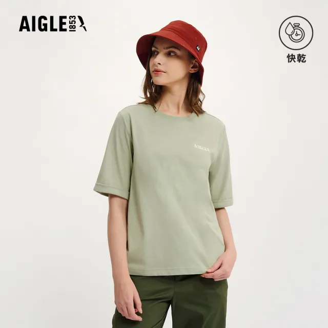 【AIGLE】女 快乾抗菌短袖T恤|AG-4P222A244 淺綠(女 T恤 抗菌 快乾)