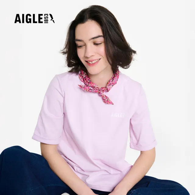 【AIGLE】女 快乾抗菌短袖T恤｜AG-4P222A092 粉紫(女 T恤 抗菌 快乾)
