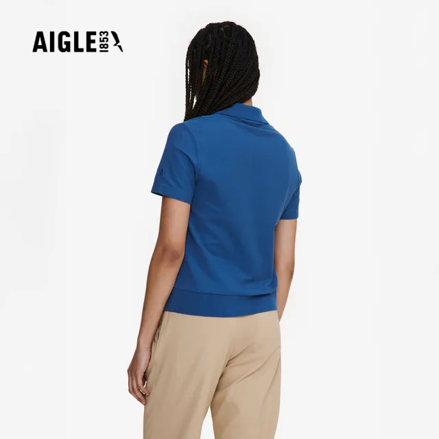 【AIGLE】女 抗UV吸濕排汗短袖POLO衫｜AG-4P213A052 海軍藍(防曬 快乾 吸濕排汗)