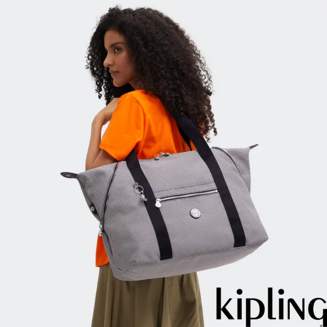 【KIPLING】極簡斜紋拉桿旅行袋-ART M