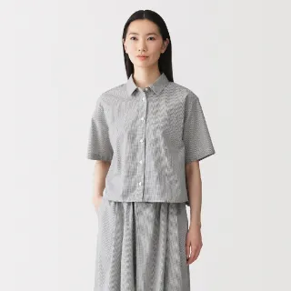【MUJI 無印良品】女涼感短袖襯衫(白色/淺藍/灰格紋/藍格紋)