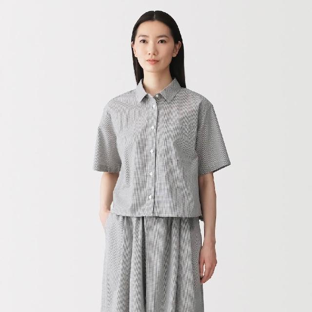 【MUJI 無印良品】女涼感短袖襯衫(白色/淺藍/灰格紋/藍格紋)