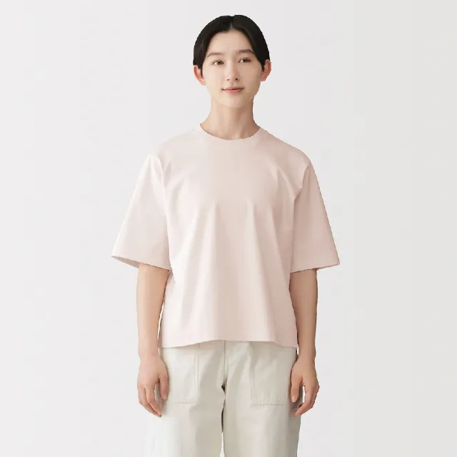 【MUJI 無印良品】女涼感圓領寬版短袖T恤(白色/淺灰/墨灰/黑色/淺粉/淺黃/煙燻綠/煙燻藍)