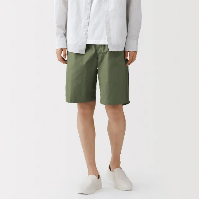 【MUJI 無印良品】男水洗平織布舒適短褲(墨灰/黑色/米色/煙燻粉/卡其綠/煙燻藍/深藍/灰棕)