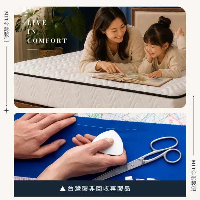【A FACTORY 傢俱工場】台灣製 單大3.5尺高壓縮獨立筒 釋壓回彈支撐透氣床墊 (適中偏軟)