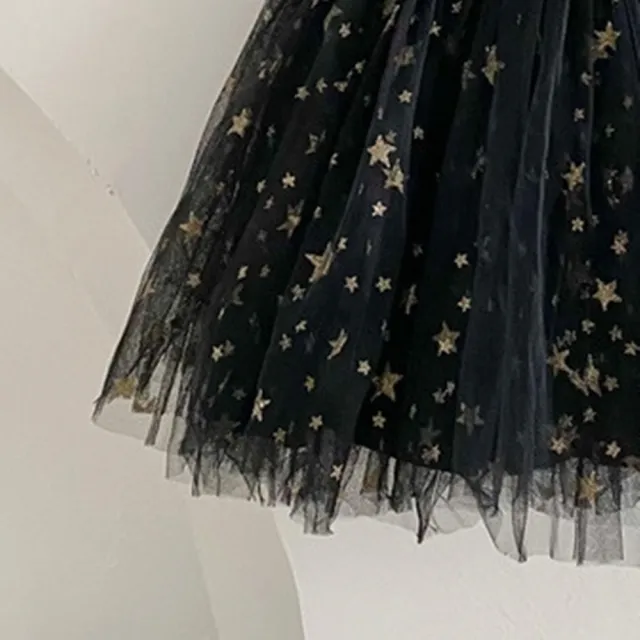 【橘魔法】閃閃星星燙印蓬蓬紗裙 小童 兒童 女童 童裝 小禮服 短裙 裙撐 澎澎裙 婚禮 花童 禮服