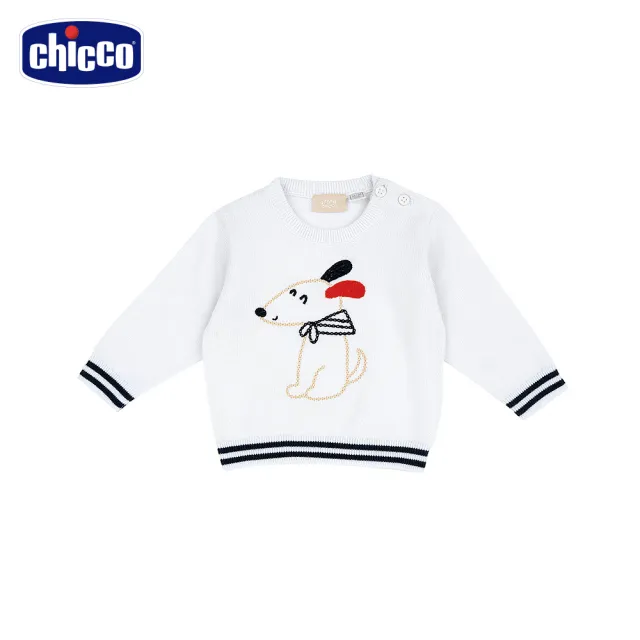 【Chicco】26SS童裝-紳士小熊-提織小狗長袖針織上衣