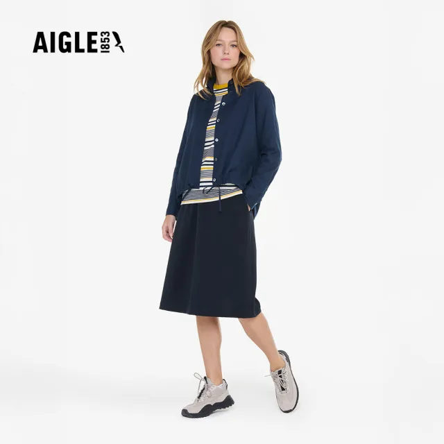【AIGLE】女 快乾長袖襯衫｜AG-4A225A057 深藍(女長袖襯衫 快乾 吸濕排汗 長袖襯衫)