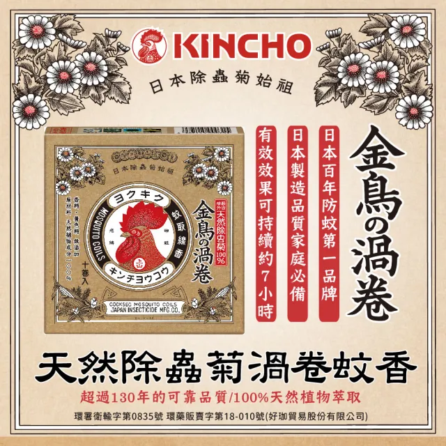 【日本金鳥KINCHO】天然除虫菊渦卷蚊香(金鳥蚊香)
