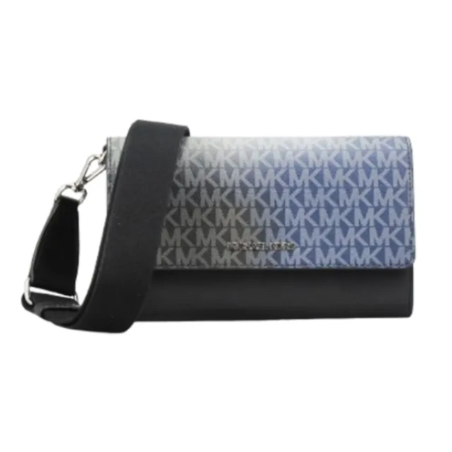【Michael Kors】JET SET ITEM滿版漸層LOGO拉鍊皮夾/斜背包35F5STTC3Y(漸層藍)（其他規格）