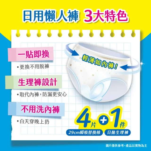 【Kotex 靠得住】日用懶人褲14包(日拋生理褲x1+瞬吸替換棉x4/包)