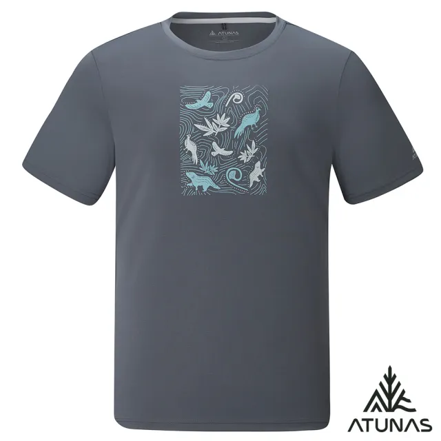 【ATUNAS 歐都納】男款循環吸濕排汗透氣短袖T恤(A8TS2616MC深灰/再生環保材/防曬抗UV/休閒/日常)
