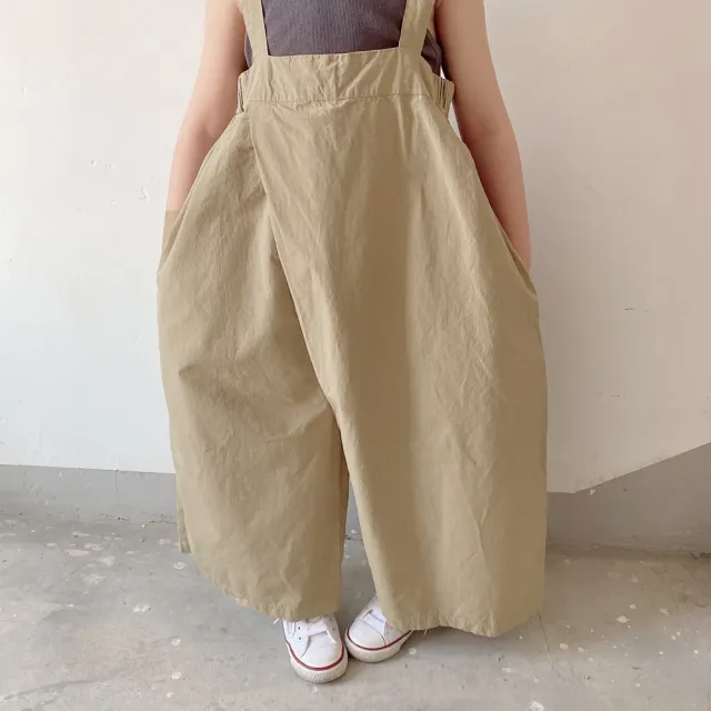【橘魔法】日系風寬鬆吊帶寬褲 兒童 女童 大童 童裝 吊帶褲 寬褲 防蚊褲 闊腿褲 褲子 褲子