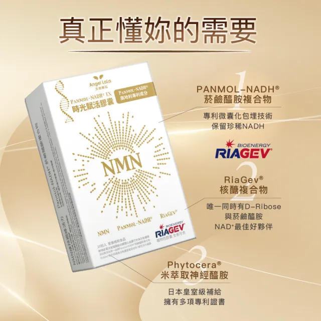 【Angel LaLa 天使娜拉】NMN時光賦活NADH EX膠囊(30顆/盒/賴雅妍代言)
