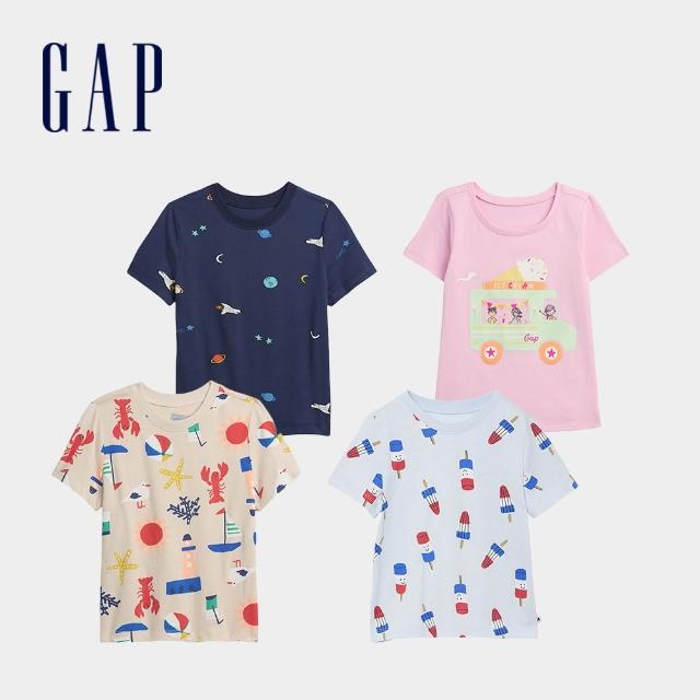 【GAP】幼童裝 babyGap活力印花圖案短袖T恤-多款任選(898118&897772)