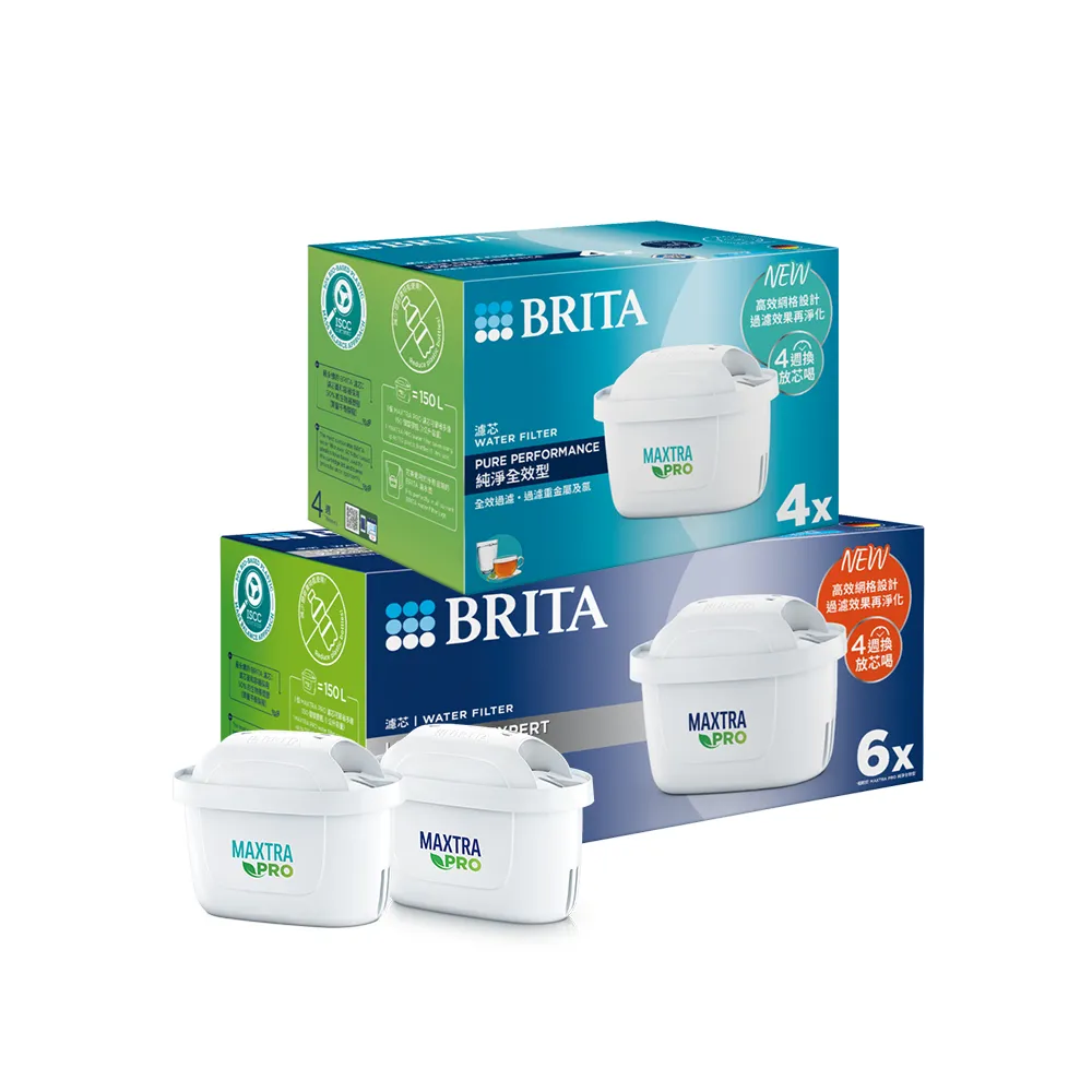 【BRITA】官方直營 MAXTRA PRO濾芯-去水垢專家(6入裝)+純淨全效型(4入裝)