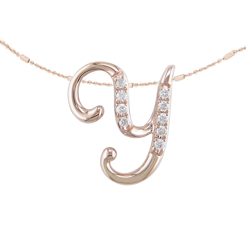 【Just Diamond】鎮金店 18K玫瑰金 Love Letter-Y 鑽石吊墜(不含鍊)