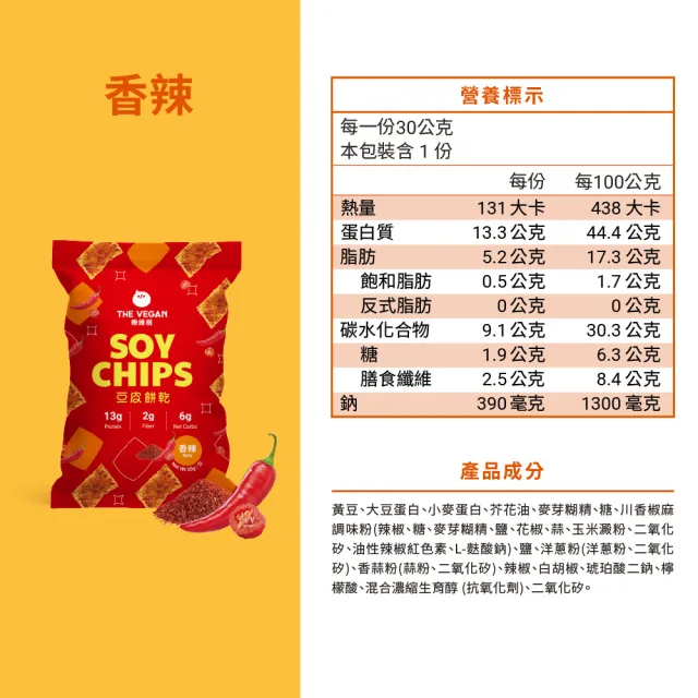 【THE VEGAN 樂維根】豆皮餅乾Soy Chips 15包/箱(豆皮餅乾可可 海苔 番茄 洋蔥酸奶 青檸胡椒 全素 五辛素)