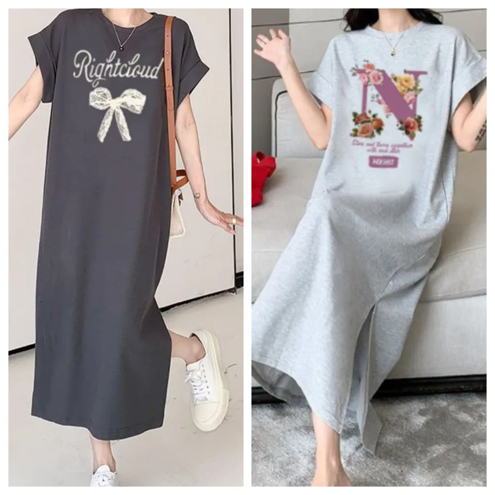 【ASister 小姊姊】momo限定★中大尺碼休閒洋裝☆必收顯瘦切袖連身裙(3款_多色_M-4XL #Flagship0027)
