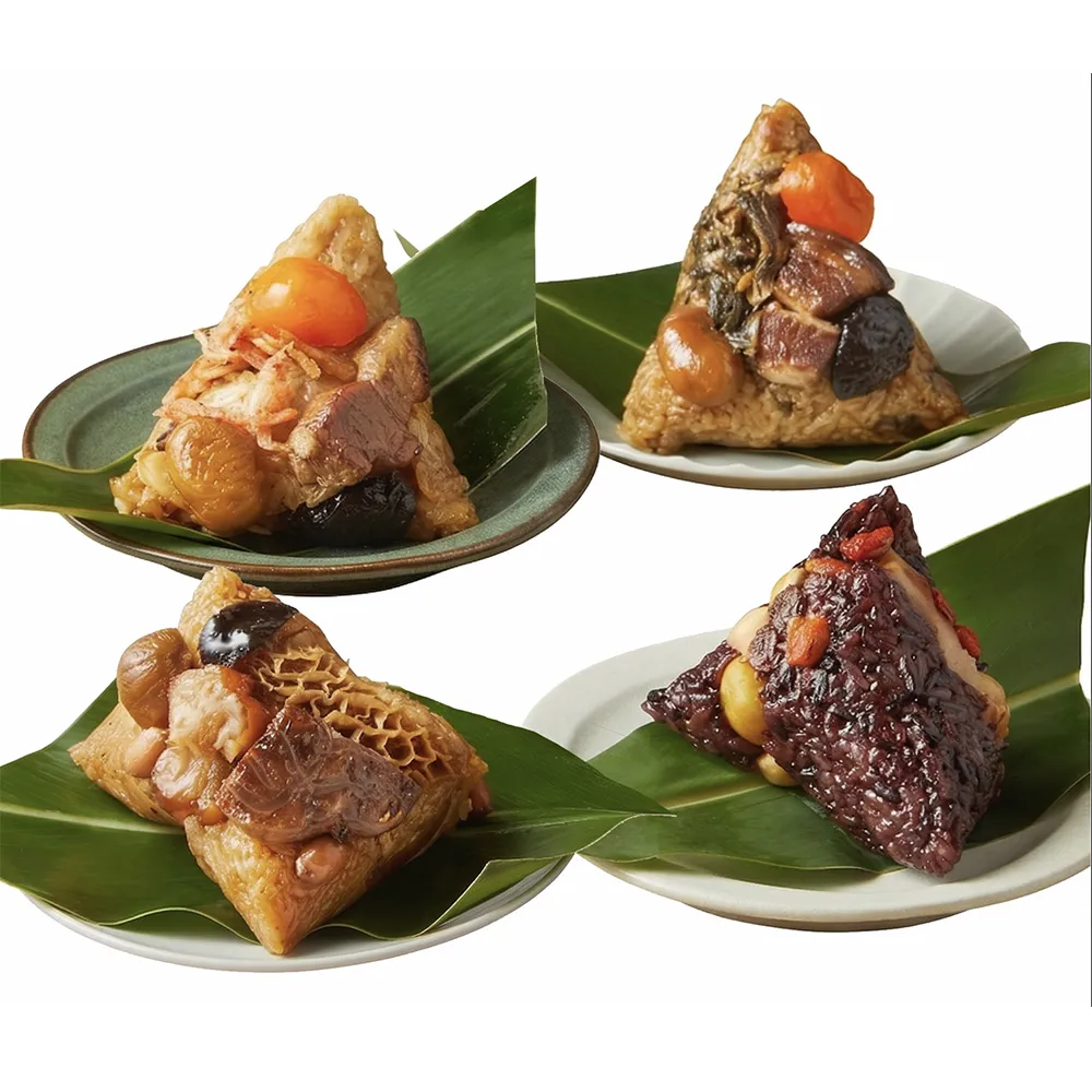 【晶華酒店】御選珍饌粽禮盒4入x2盒(櫻花蝦粽+梅干封肉粽+桂花珍珠粽+牛三寶粽/盒x2/端午節粽．賞星鮮嚴選)