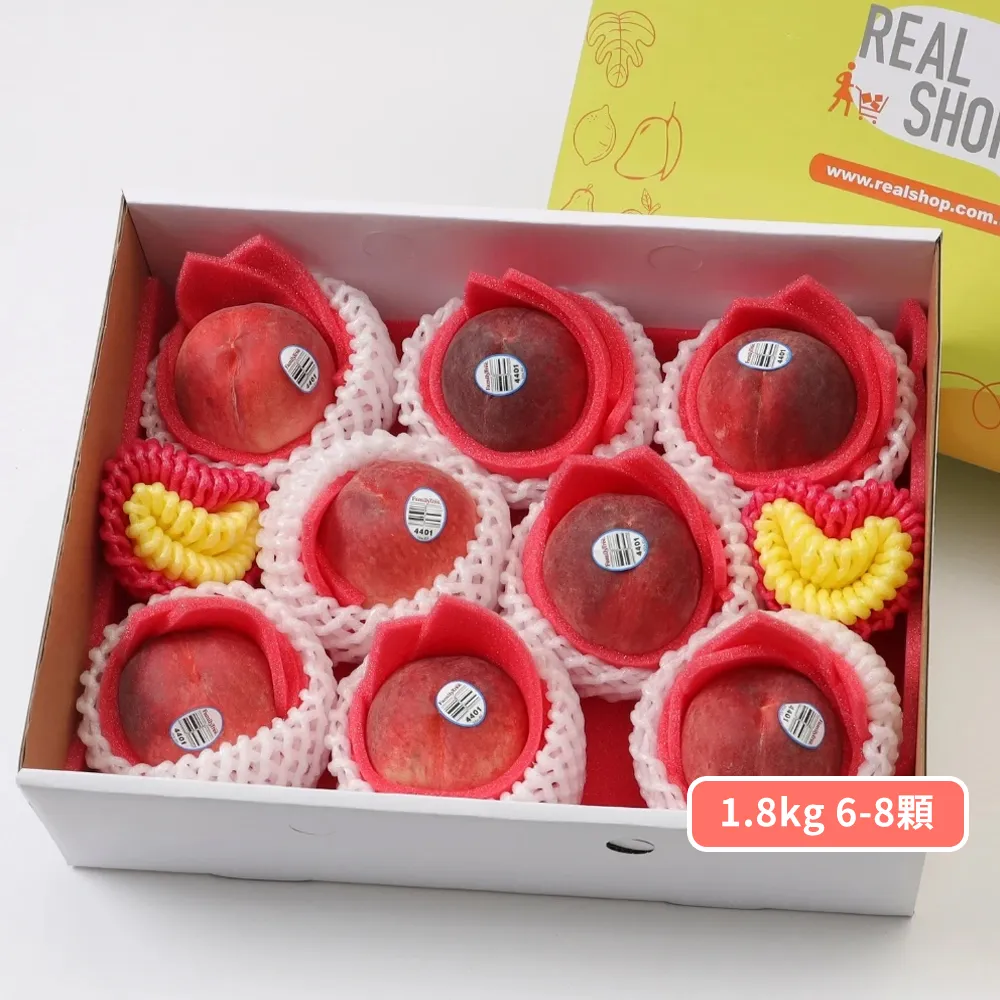 【RealShop】加州空運水蜜桃1.8kg 7-9顆 1盒禮盒包裝(水果禮盒 端午送禮)