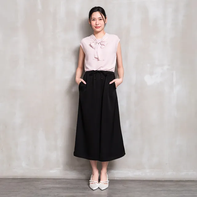 【perng yuh 芃諭名品】曜黑輪廓 鬆緊腰 厚雪紡長裙(2026 SS Collection|5A春夏新品上市)