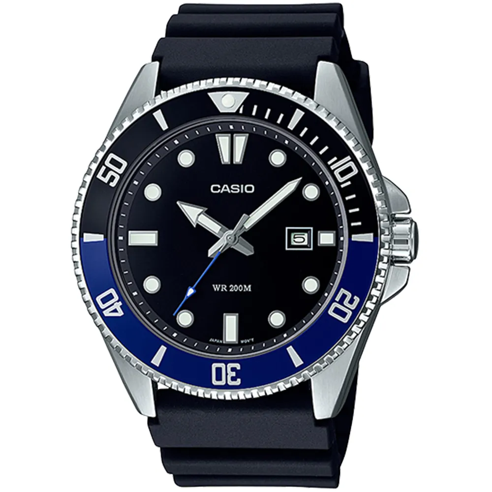 【CASIO 卡西歐】新槍魚類勞力士黑水鬼200米潛水錶 母親節 送禮(MDV-107-1A2)