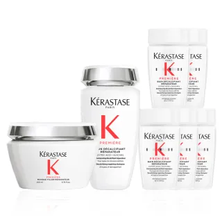 【KERASTASE 巴黎卡詩】白鑽升肽重建髮浴250ml+髮膜200ml(洗髮精/髮浴/髮膜/護髮/修護/養髮)