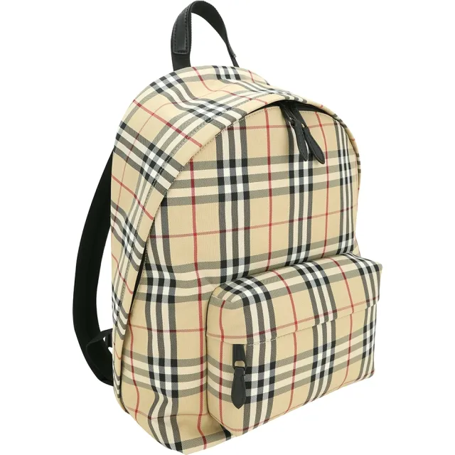 【BURBERRY 巴寶莉】Jett Vintage 格紋尼龍後背包-典藏米色