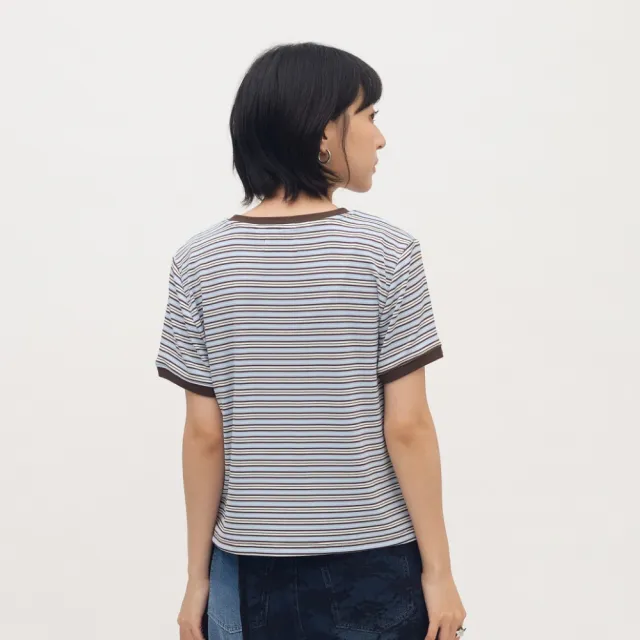 【plain-me】[小P社長] 短袖 條紋 TEE 短T 女生短袖 小P社長條紋短袖TEE[PPW0003-261]