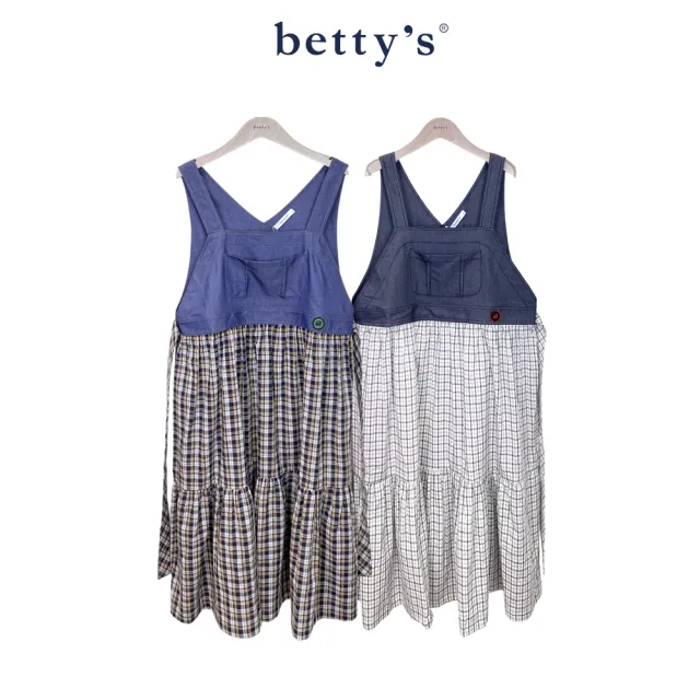 【betty’s 貝蒂思】格紋綁帶牛仔吊帶背心洋裝(共二色)