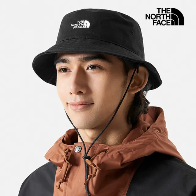 【The North Face】北面男女款黑色可調節帽帶休閒漁夫帽｜7WHNJK3