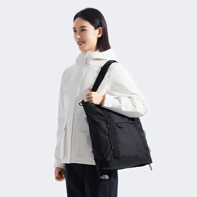 【The North Face】北面男女款黑色DWR防潑水背提兩用托特包|52SV4HF