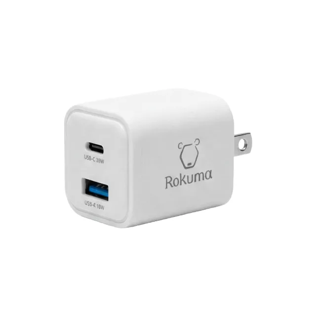 Rokuma 30W GaN 氮化鎵2孔PD快充充電器(ROPD30-B/ROPD30-W)