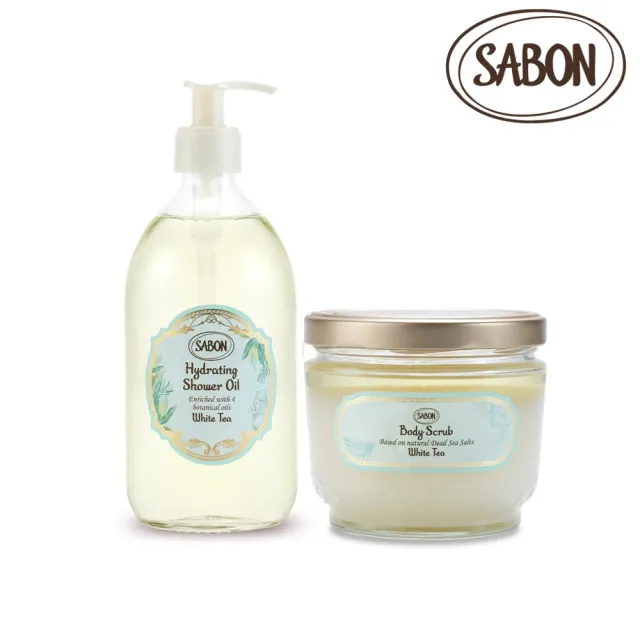 【SABON】官方直營 輕潤明星二部曲組(輕潤沐浴油500ml+身體磨砂膏600g)