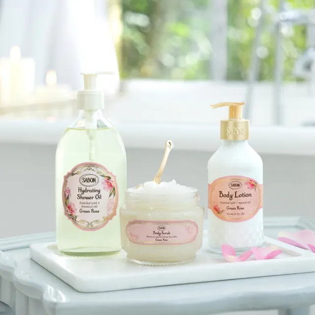 【SABON】官方直營 明星三部曲呵護組(輕潤沐浴油500ml+身體磨砂膏600g+圓瓶身體乳液200ml)