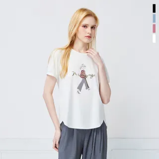 【MYVEGA 麥雪爾】MA高含棉時尚女伶圖案/LOVE燙鑽上衣-二款任選(女上衣/短袖上衣/雪紡衣)