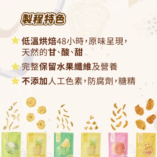【永禎】輕烘焙水果乾x3包 任選(無加糖芒果乾/珍珠芭樂乾/金鑽鳳梨乾/水蜜桃乾/情人果乾)