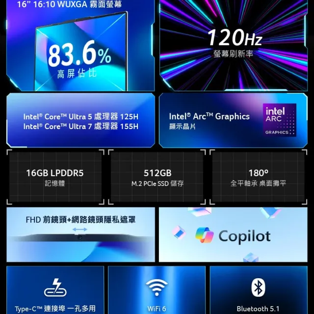 【Acer】微軟M365組★16吋Ultra 7輕薄AI效能筆電(Aspire Lite/AL16-74P-70L5/Ultra 7-155H/16G/512G/W11)