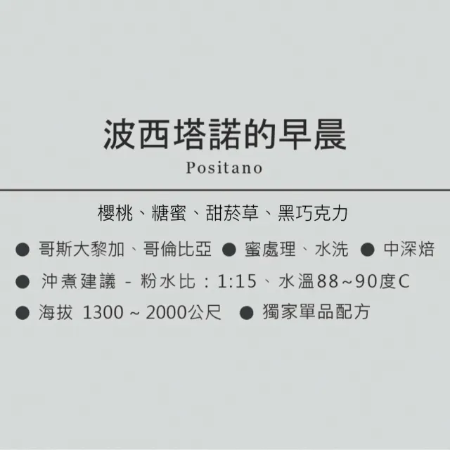 【想望咖啡】波西塔諾的早晨咖啡豆200g*2包(中深焙 阿拉比卡 獨家配方)